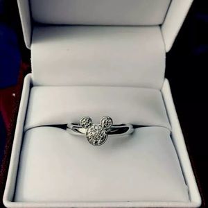 DISNEY STERLING SILVER Real DIAMOND RING 7 MICKEY